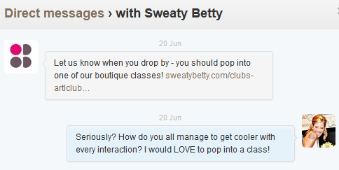Sweaty Betty Direct Message