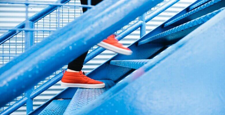 Shoes climbing stairs