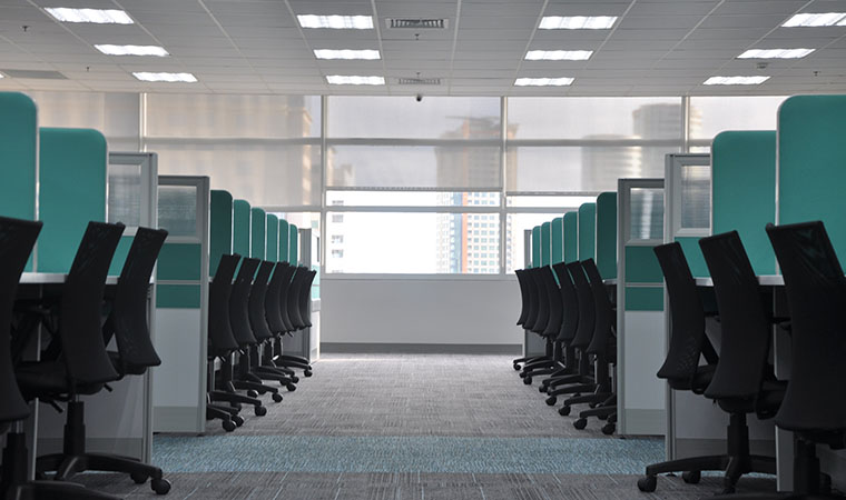 Office with empty cubicles.