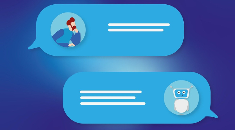 Illustration depicting chat with a bot.