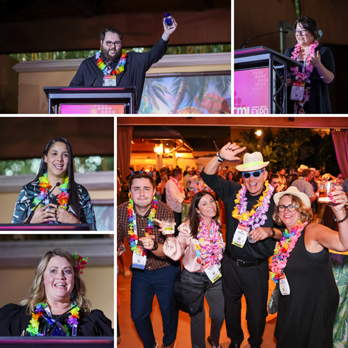 Collage featuring photos from the 2023 Global Contact Center Awards ceremony.