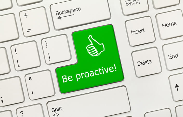 Image depicting a keyboard with Be Proactive on the Enter key.