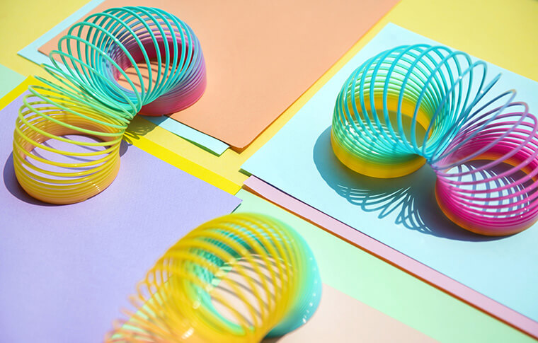 Collection of slinky toys.