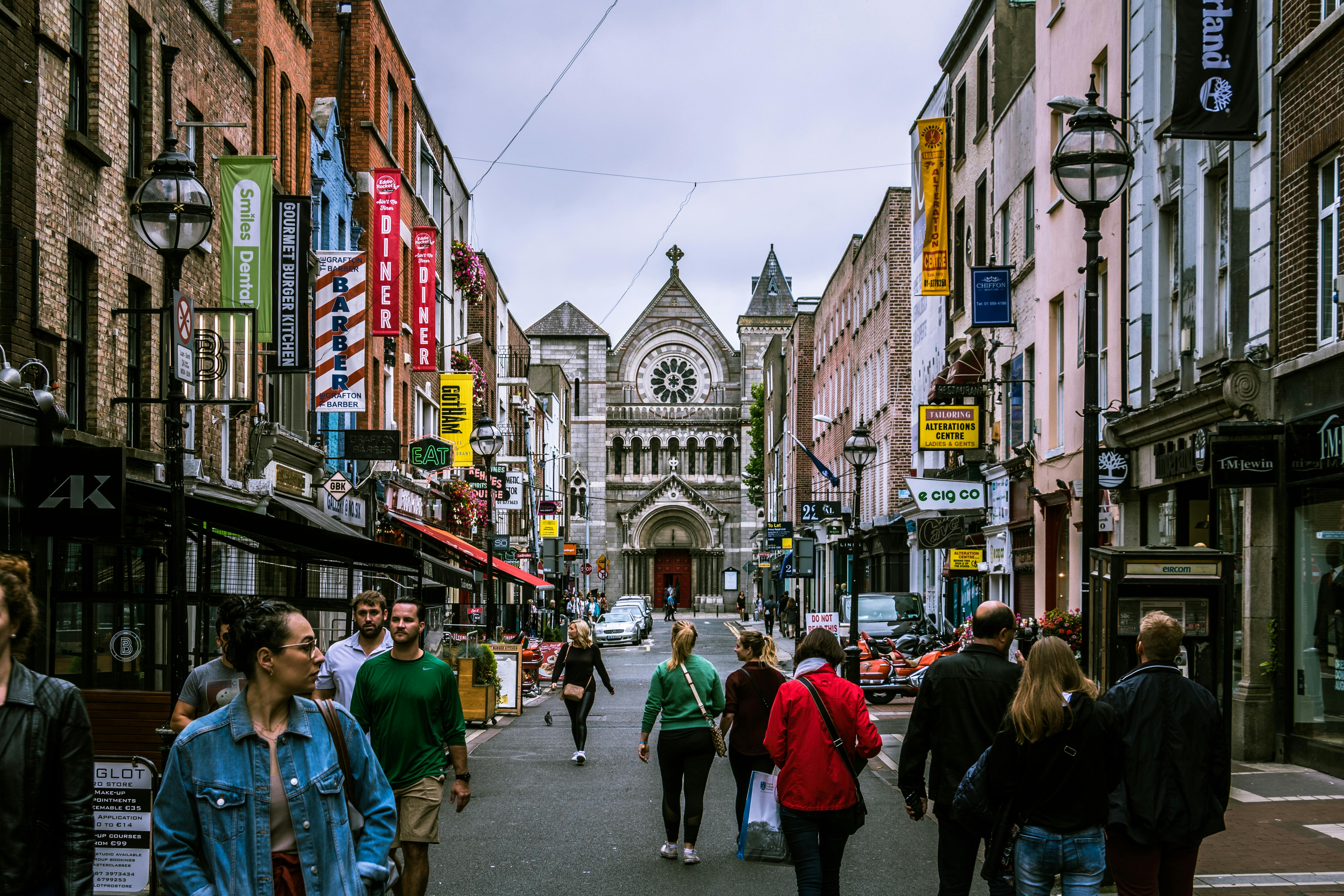 a downtown city in Ireland